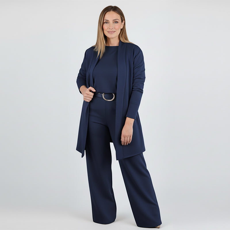 Ella | Elegante set di 3 pezzi composto da cardigan lungo, top e pantaloni