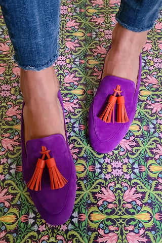 Carola | Mocassino viola con nappe