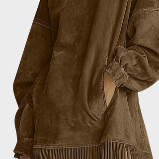 Sharon | Abito in pelle scamosciata con frange