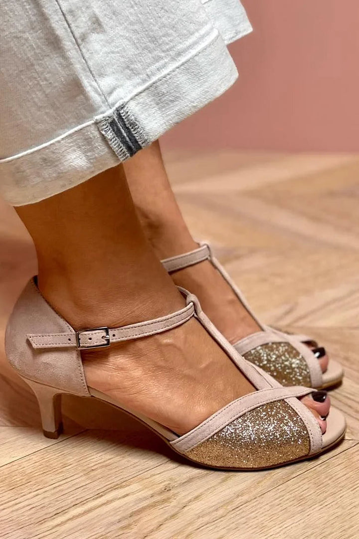 Vitalia | Sandalo con glitter e tacco basso