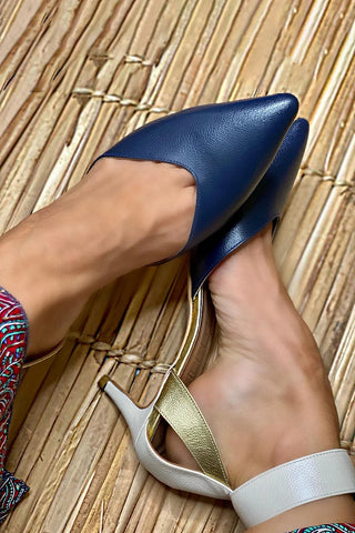 Rosalinda | Slingback bicolore con tacco elegante