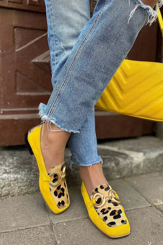Alba | Mocassino giallo con dettaglio animalier