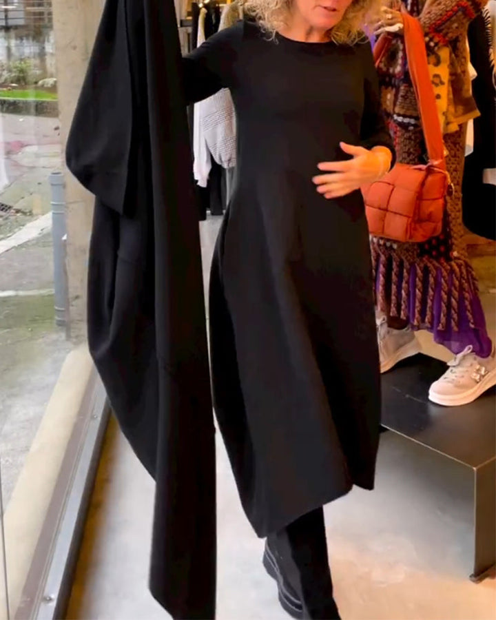 Clara | Abito midi nero con tasche