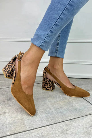 Brigida | Slingback décolleté con tacco leopardato