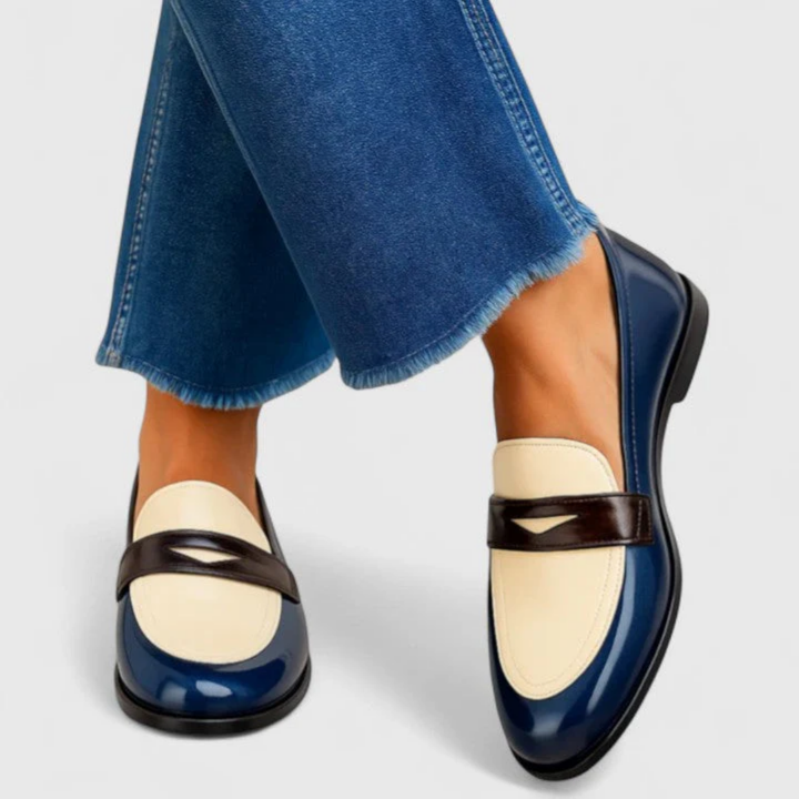 Marleen | Mocassini blu marino con tallone basso