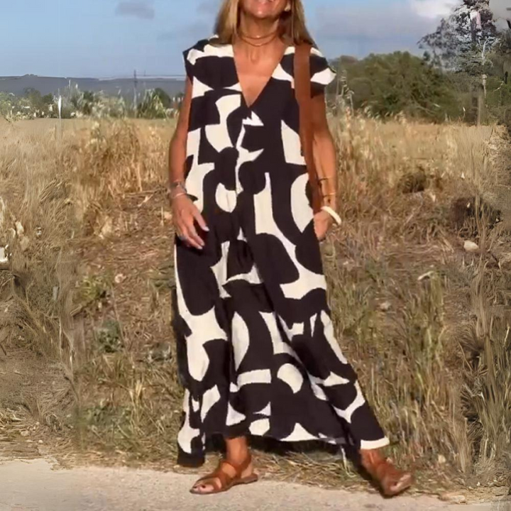 Elena | Abito stampato con scollo a V