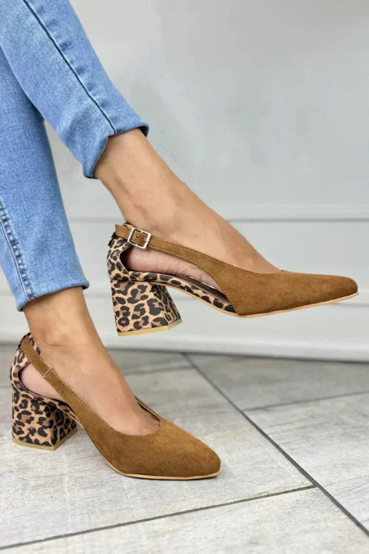 Brigida | Slingback décolleté con tacco leopardato