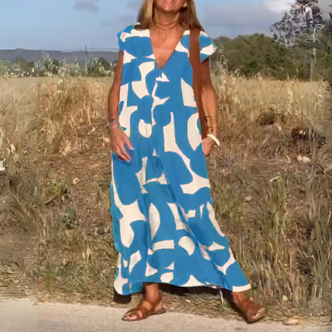 Elena | Abito stampato con scollo a V