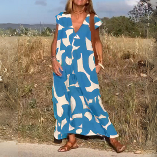 Elena | Abito stampato con scollo a V
