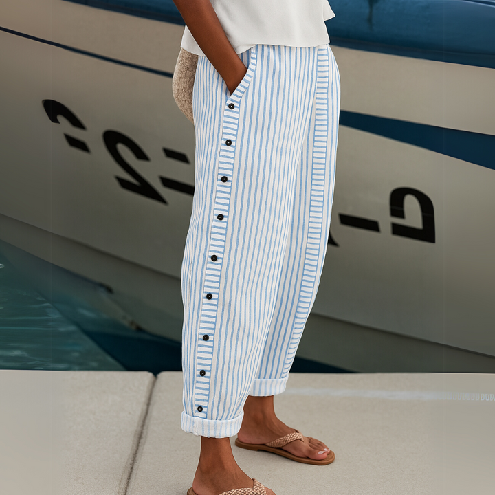 Caitlin | Pantaloni a righe eleganti con bottoni