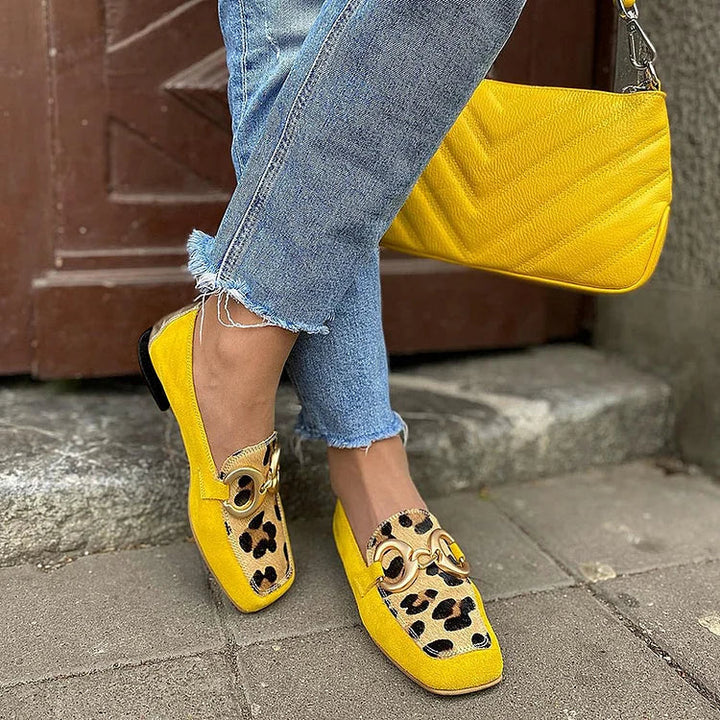 Alba | Mocassino giallo con dettaglio animalier