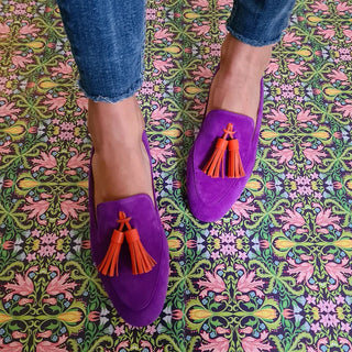 Carola | Mocassino viola con nappe