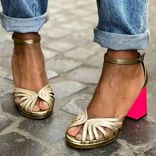 Efisia | Sandali tacco contrasto