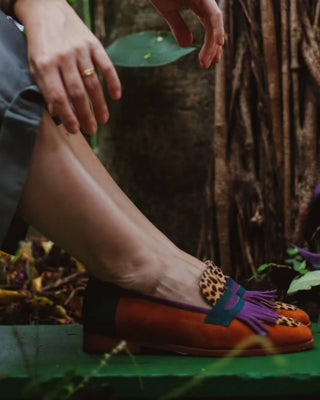 Gioia | Mocassino con frange e stampa animalier
