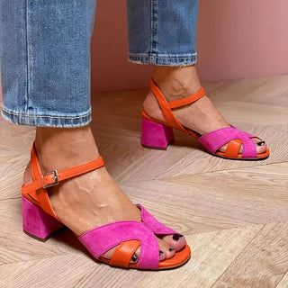 Xenia | Sandali color block con tacco