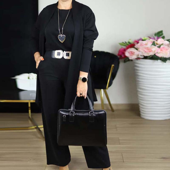 Ella | Elegante set di 3 pezzi composto da cardigan lungo, top e pantaloni