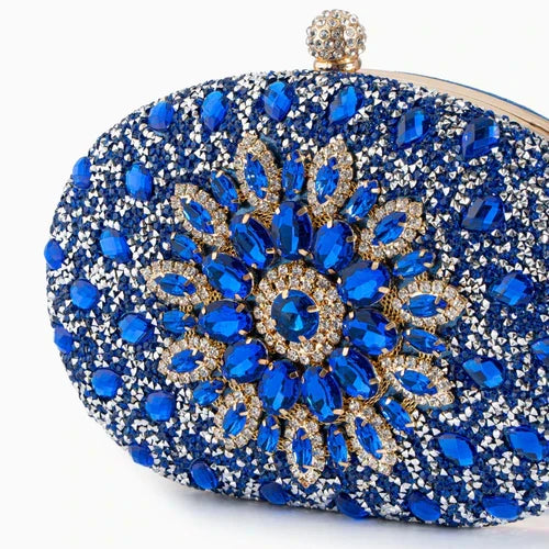 Celeste | Pochette con strass
