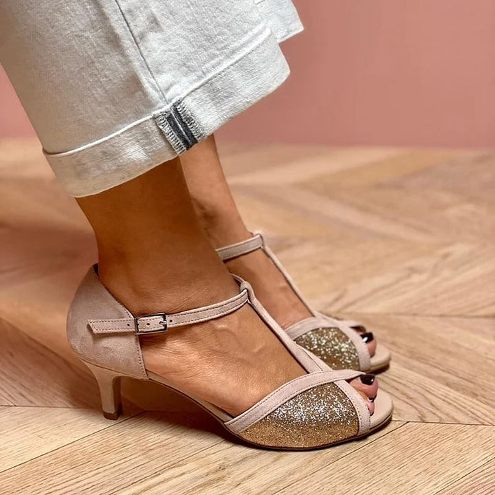Vitalia | Sandalo con glitter e tacco basso