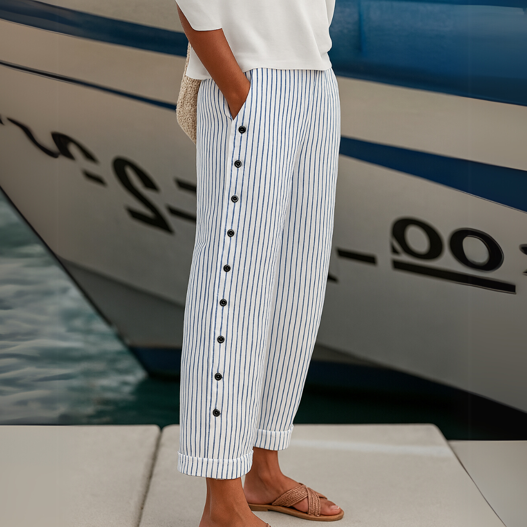 Caitlin | Pantaloni a righe eleganti con bottoni