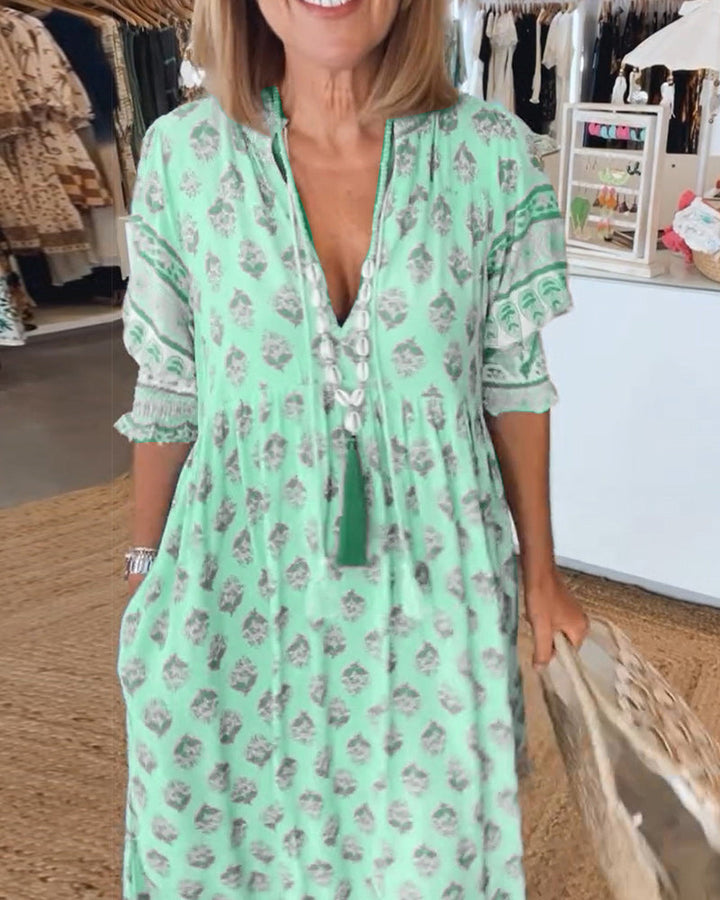 Modena | Abito casual stampato con scollo a V