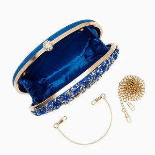 Celeste | Pochette con strass