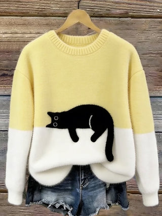 Carine | Maglione Oversize Elegante con Gatto
