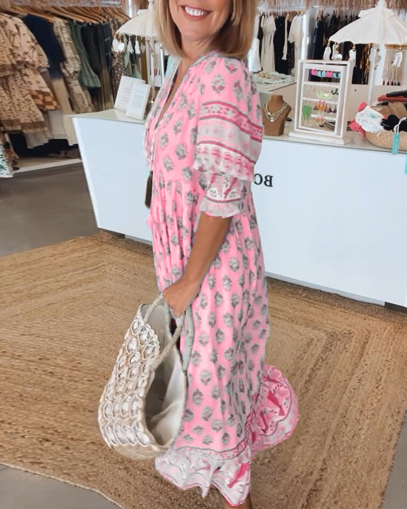 Modena | Abito casual stampato con scollo a V