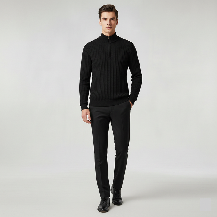 ZERMATT Maglione a Mezzo Zip con Collo Alto