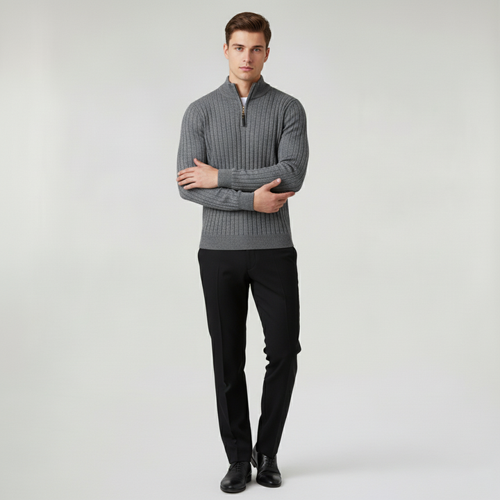 ZERMATT Maglione a Mezzo Zip con Collo Alto