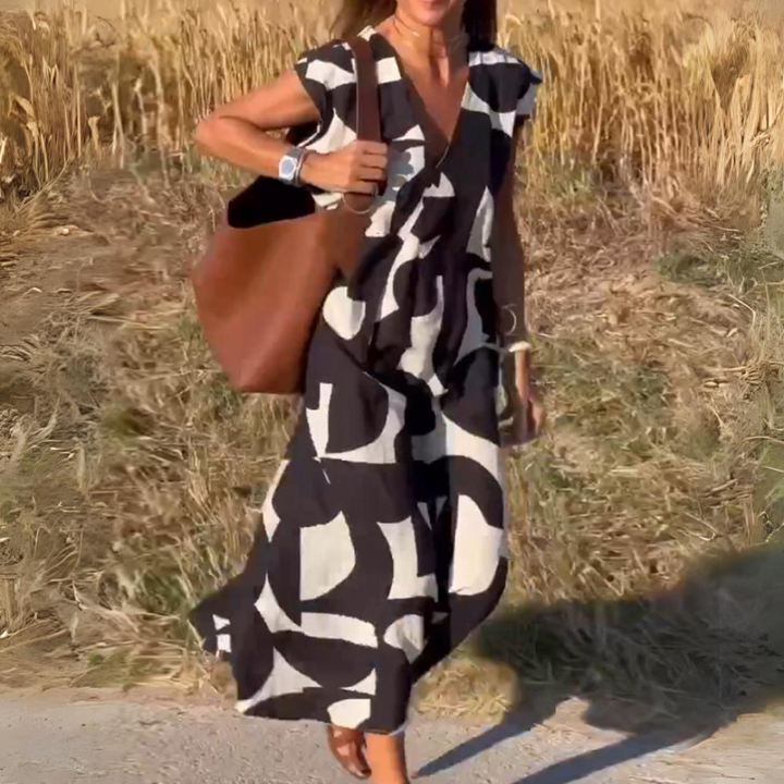 Elena | Abito stampato con scollo a V
