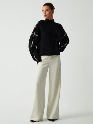 Alma | Maglione dolcevita con dettagli in piqué