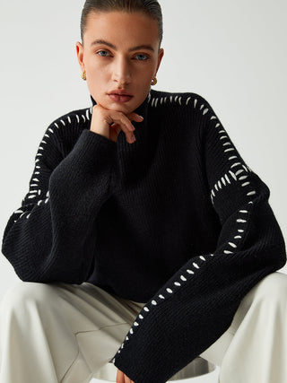 Alma | Maglione dolcevita con dettagli in piqué