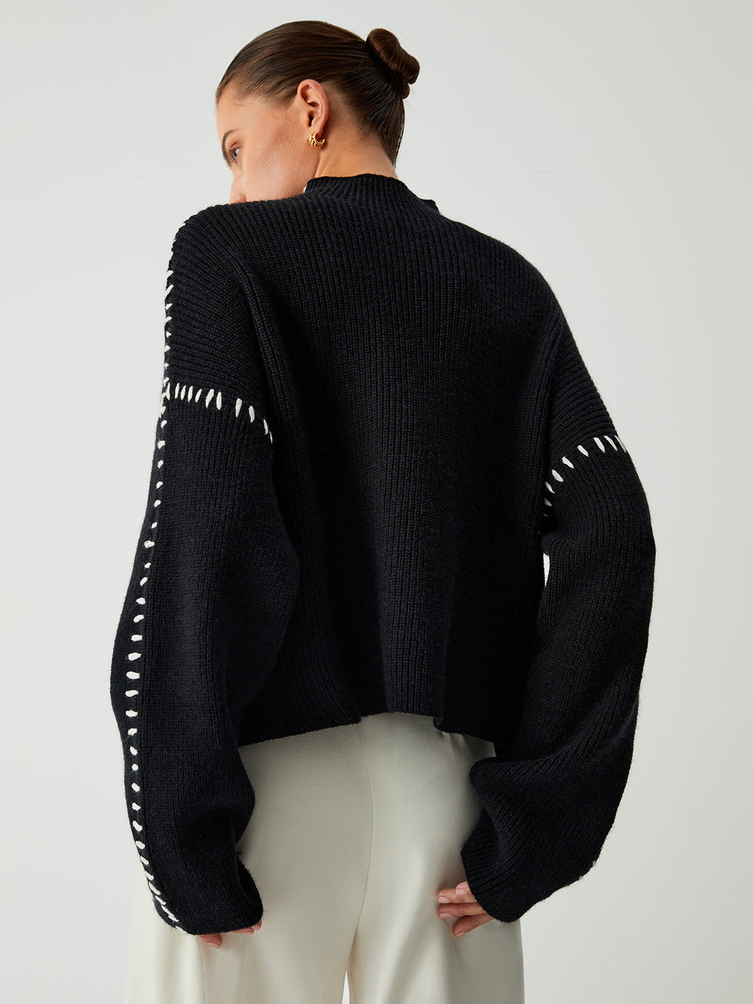 Alma | Maglione dolcevita con dettagli in piqué