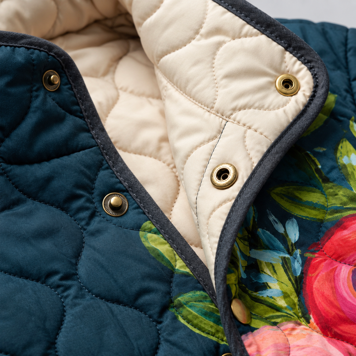 Amaya | Giacca Trapuntata con Stampa Floreale Vintage