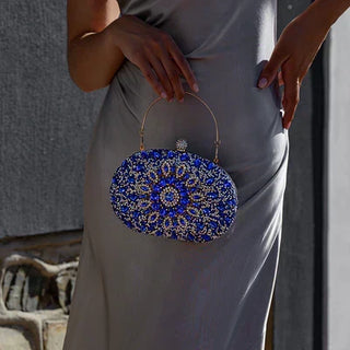 Celeste | Pochette con strass