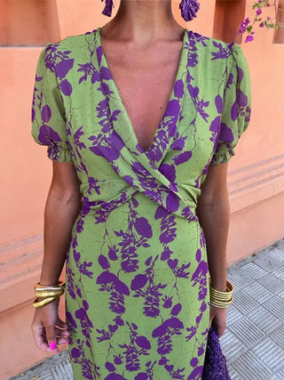 Vela | Vestito midi con stampa attorcigliata
