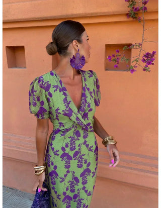 Vela | Vestito midi con stampa attorcigliata