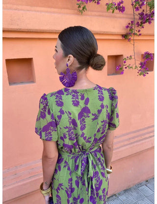 Vela | Vestito midi con stampa attorcigliata