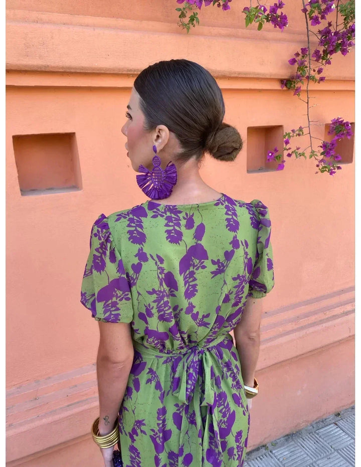 Vela | Vestito midi con stampa attorcigliata