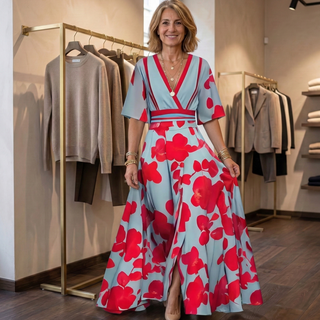 Adele | Abito maxi elegante con scollo profondo