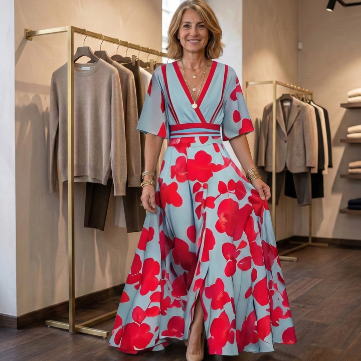 Adele | Abito maxi elegante con scollo profondo
