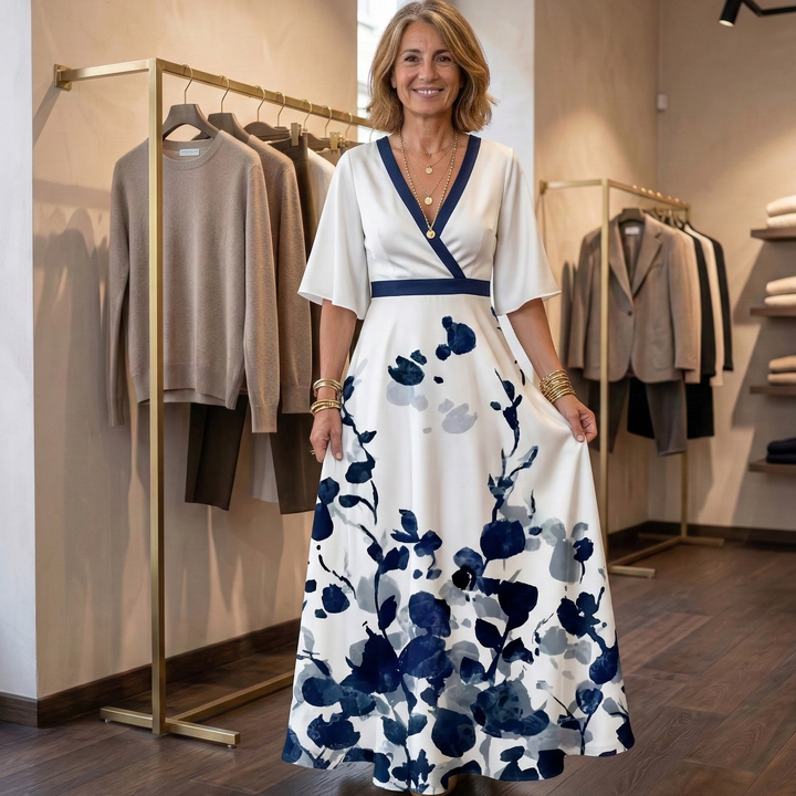 Adele | Abito maxi elegante con scollo profondo