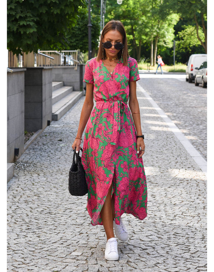 Tzahalit | Abito floreale elegante con scollo a V