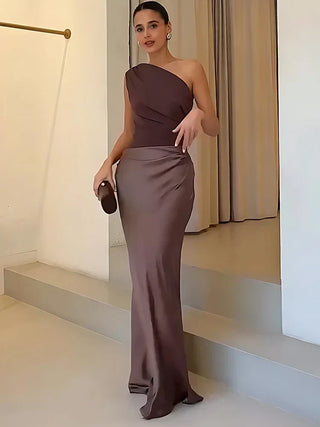 Luna | Abito maxi con oro in raso