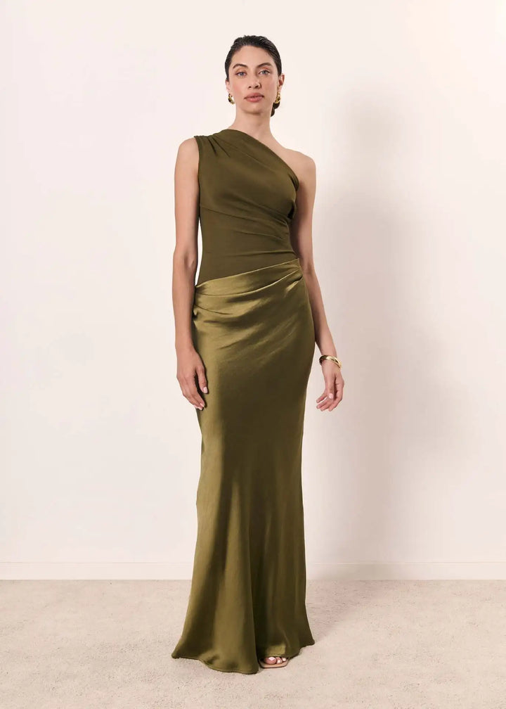 Luna | Abito maxi con oro in raso