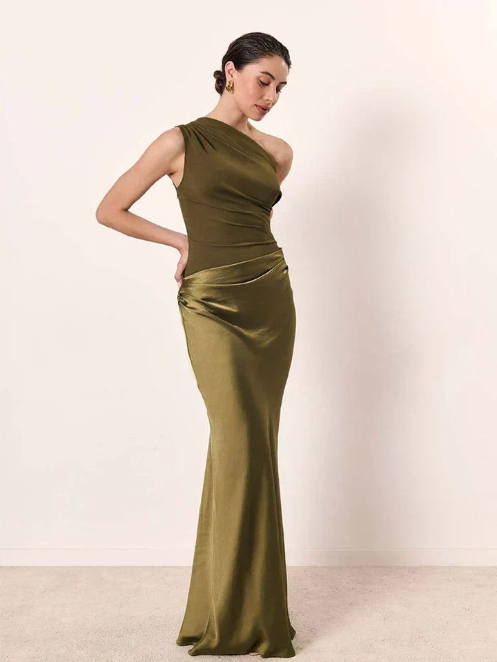 Luna | Abito maxi con oro in raso