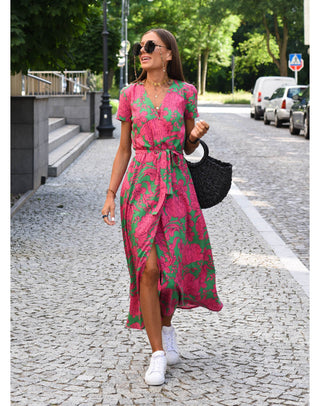 Tzahalit | Abito floreale elegante con scollo a V