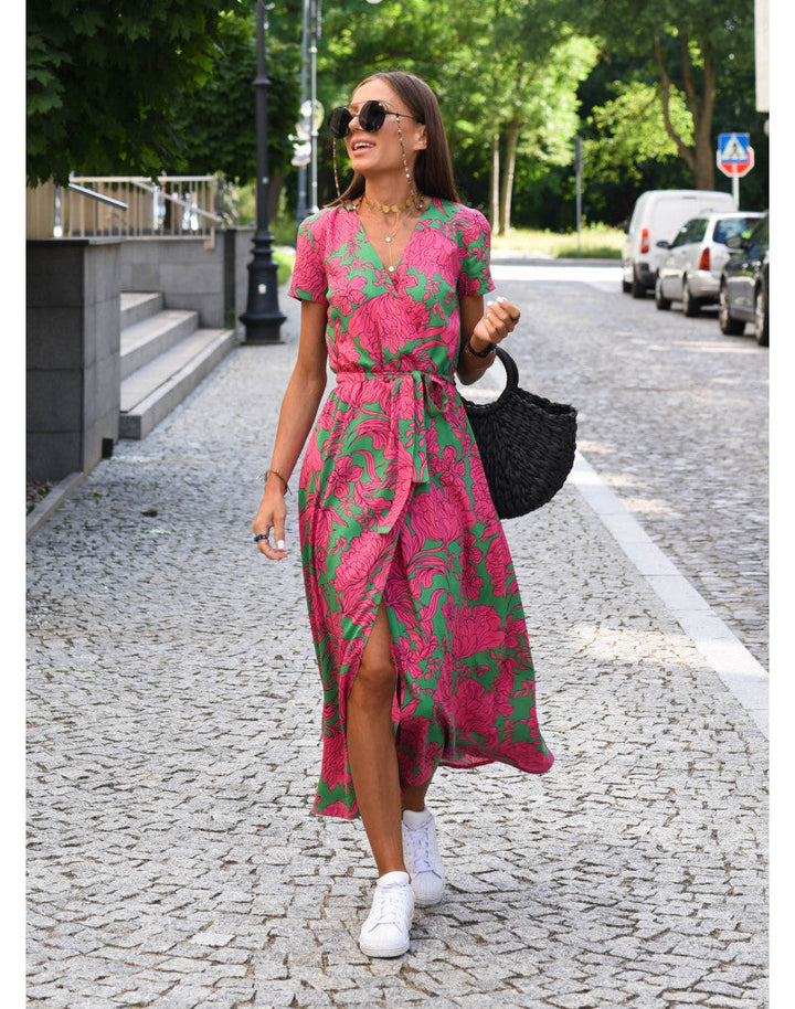 Tzahalit | Abito floreale elegante con scollo a V