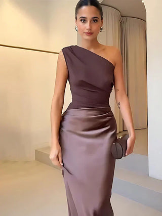 Luna | Abito maxi con oro in raso