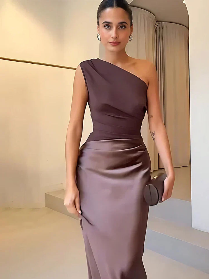 Luna | Abito maxi con oro in raso